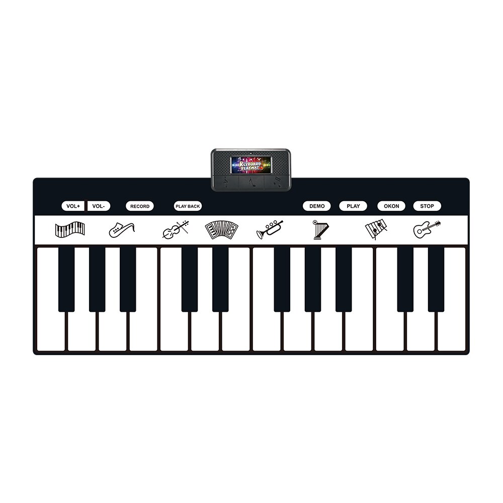 180 x 72cm elektronisk musikalsk tæppe sort og hvidt tastatur børn, der spiller klavermåtte baby legemåtte tæppe tidligt undervisningslegetøj: Default Title