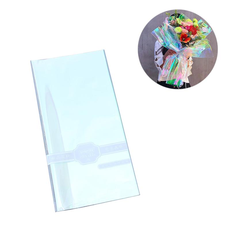 Película iridiscente de celofán, papel de embalaje para ramo de flores, decoración de , película mágica de gradiente de arcoíris, 20 Uds.