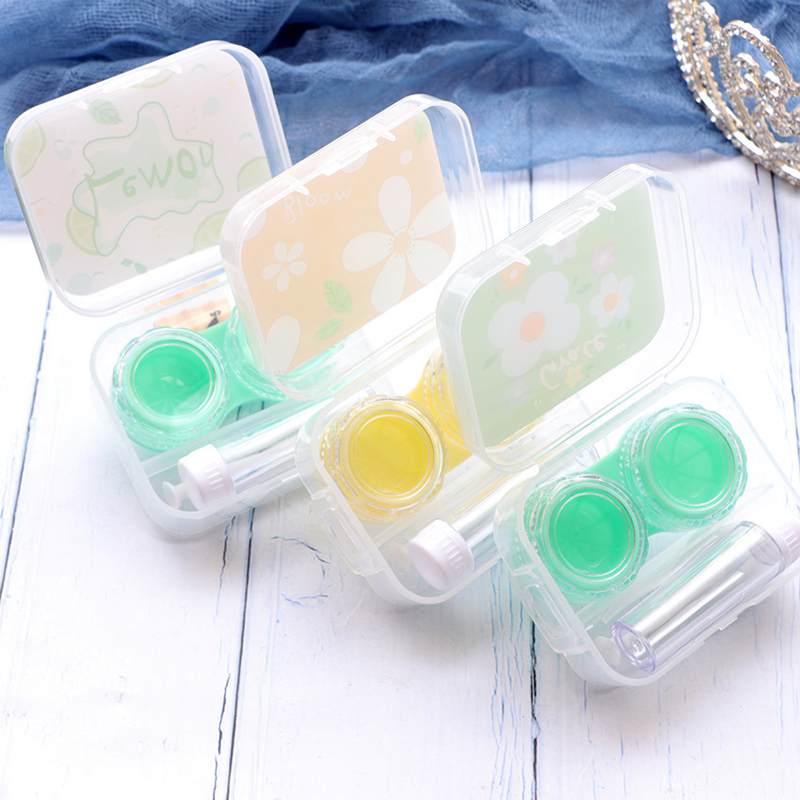Nowy mini futerał na okulary kontaktowe śliczne oczy zestaw soczewek kontaktowych zestaw pojemnik pudełko kwiaty soczewki kontaktowe uchwyt schowek Obudowa