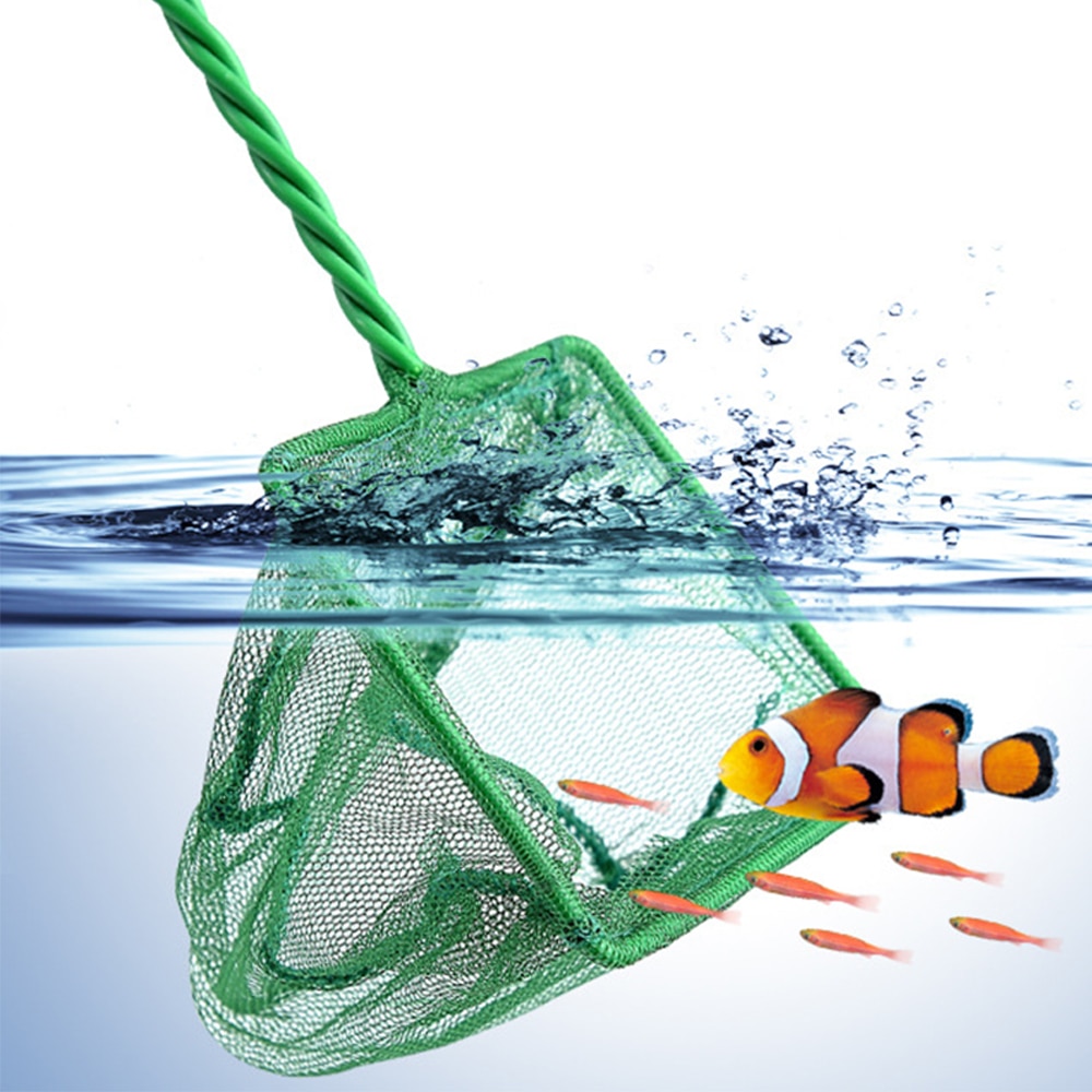 Portable Fish Net Long Handle Square Aquarium Accessories Fish Tank Landing Net Fishing Net Fish Floating Objects Cleaning Tool