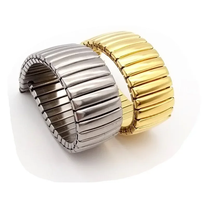 12mm 14mm 16mm 18mm 20mm 22mm Edelstahl Gummiband Gold Stretch Expansion Metall Armband Männer Frauen ersetzen Armband
