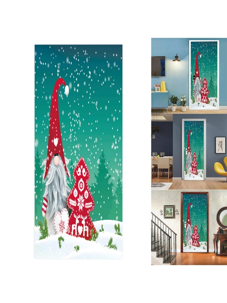 2 Stks/set Kerst Gnome Santa Decoratieve Koelkast Deur Sticker Waterdicht