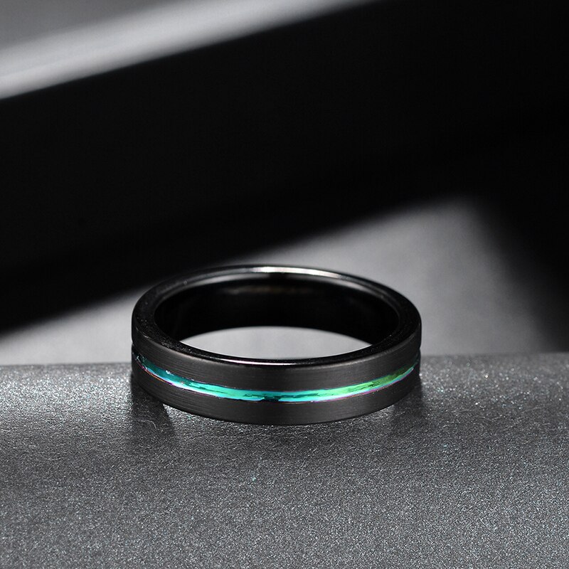 Somen 5Mm Regenboog Tungsten Basic Ring Voor Mannen Vrouwen Klassieke Mannelijke Wedding Band Multi Kleur Minimalistische Broederlijke Ringen Voor lgbt