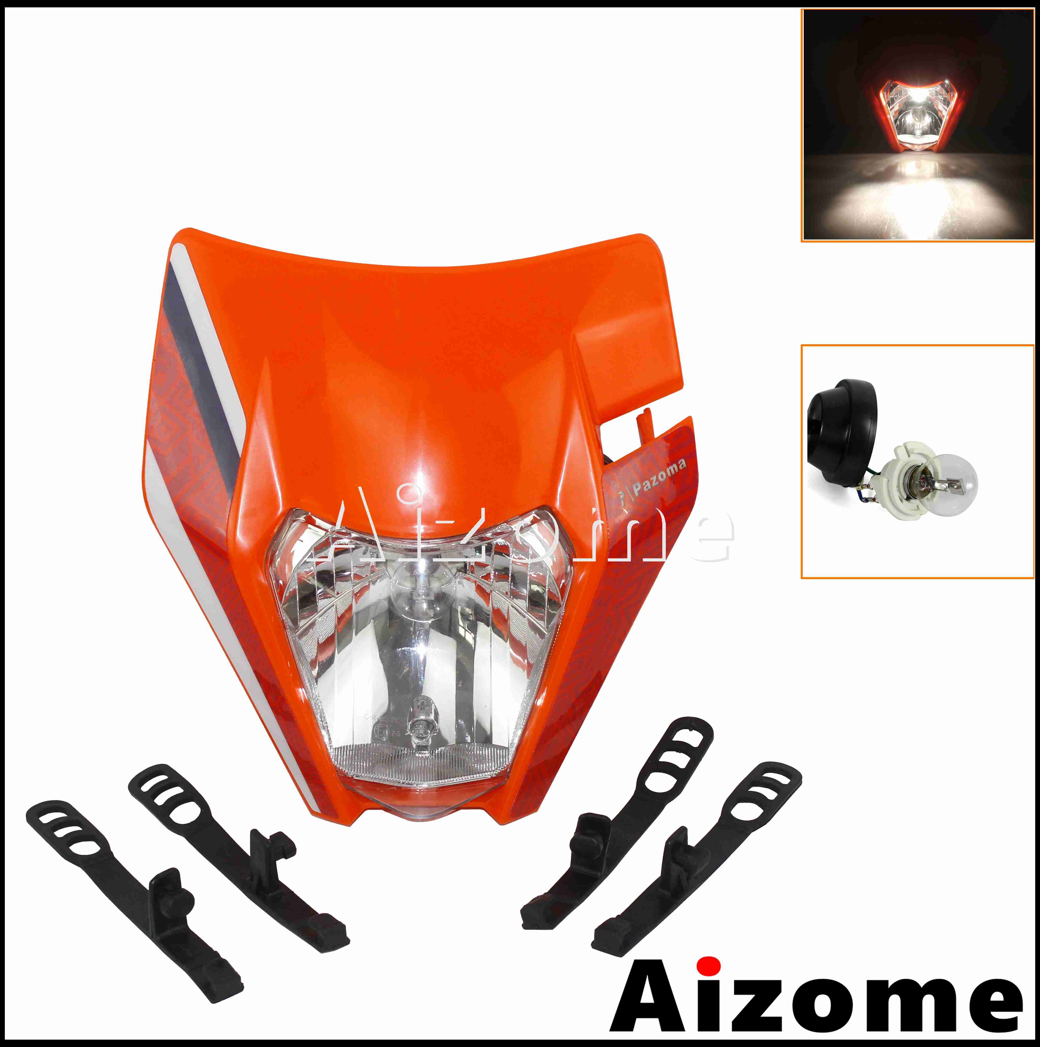 Feu avant Orange à LED E8, éclairage d'endurance pour Honda, Suzuki, Yamaha EXC, SX, XCW, CRF, XR, WR, Six jours: orange 323 bulb