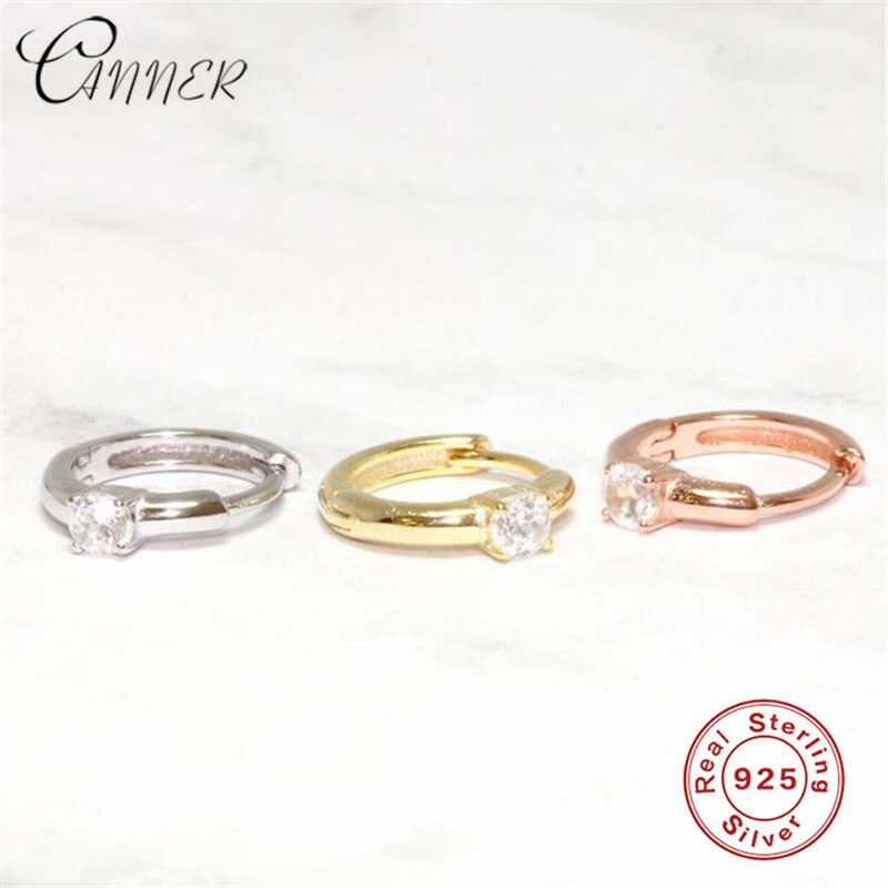 EINDOSER 925 Sterling Silber Ohrringe CZ Zirkon Runde Zucht Ohrringe für Frauen Schmuck Kleine Gold Higgie Brinco Ohrringe