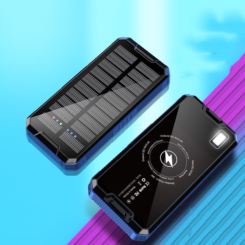 Solar Wireless Power Bank 80000mAh Portable Phone External Charger Solar Battery Wireless Charging Outdoor Travel Powerbank