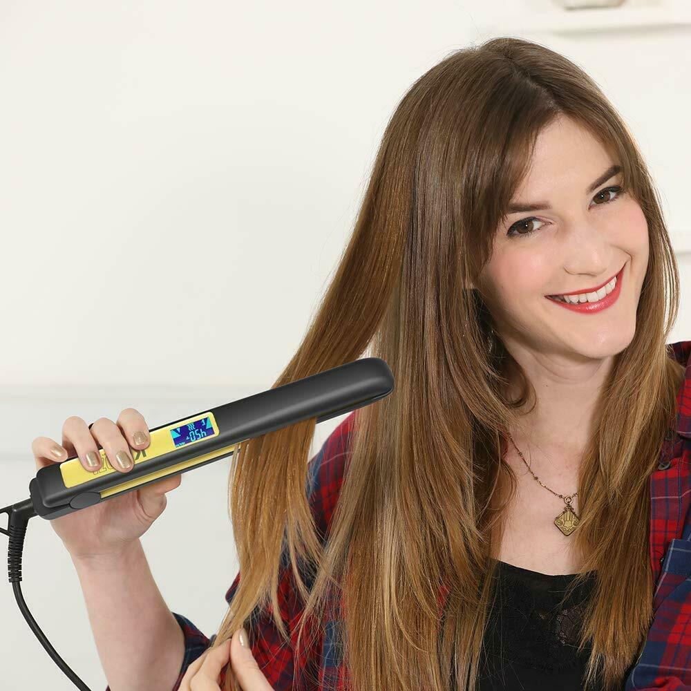 KIPOZI-alisador de pelo de titanio, plancha plana con pantalla Digital LCD, peine, rizador de pelo, cuidado de belleza