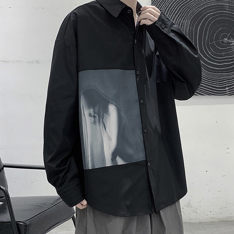 Herre pluss størrelse 5xl 6xl 7xl 8xl 9xl 10xl langermet skjorte med uformelt trykk myk komfortabel slank skjorte for menn