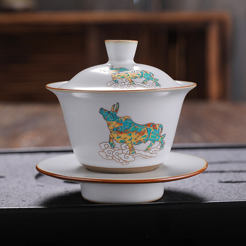 Chinese Traditions Gai Wan Ceramic Tea Sets PorcelainTeaware Tureen Sancai Tea Bowl Tea Cup and Tea Lid Set: G