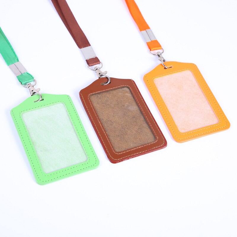 Work Card Holders With Lanyard PU Bank Card Name Credit Card Holders Card Bus ID Holders Identity Badge With Neck Strap