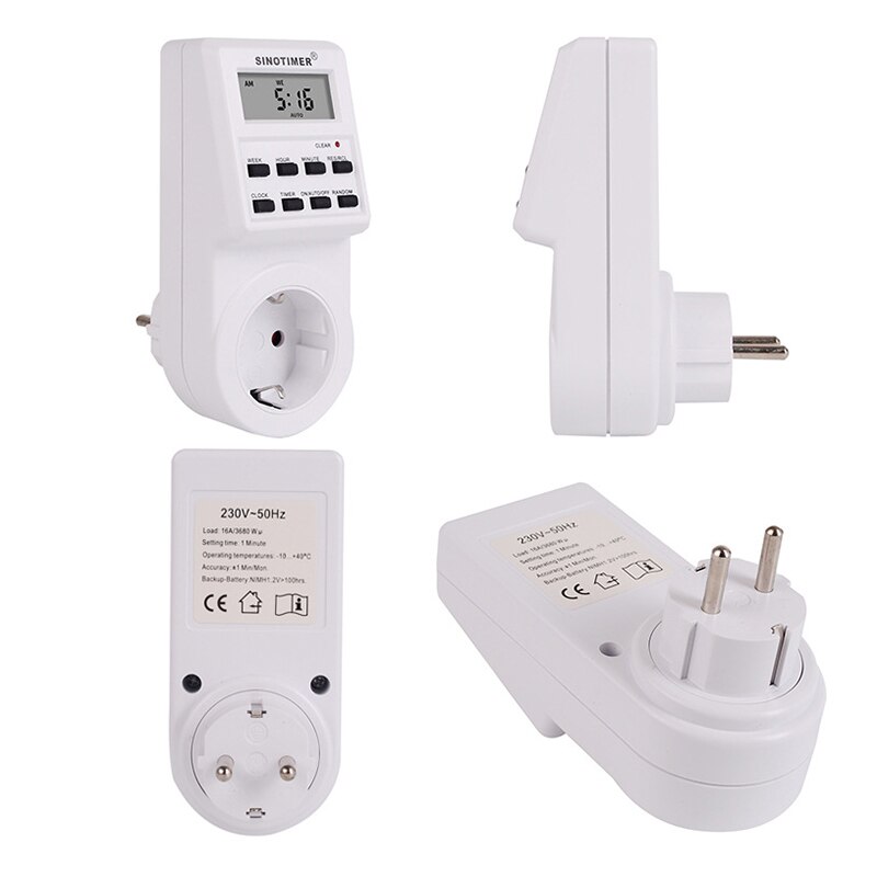 230/220v ac programmeerbare timers, wekelijks programmeerbare elektrische stopcontact timer schakelaar, eu uk us fr stekker standaard met klok