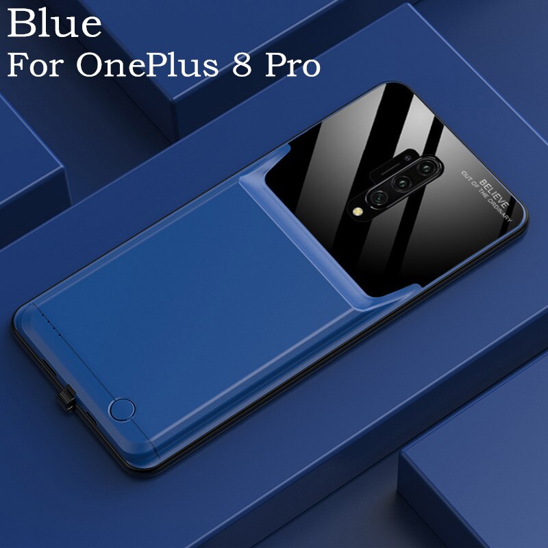 KQJYS Energie Bank Batterie Ladegerät Fällen für OnePlus 8 Profi Batterie fallen Tragbare Batterie Ladung Energie fallen für Oneplus 8: Blau  Pro  8 Profi