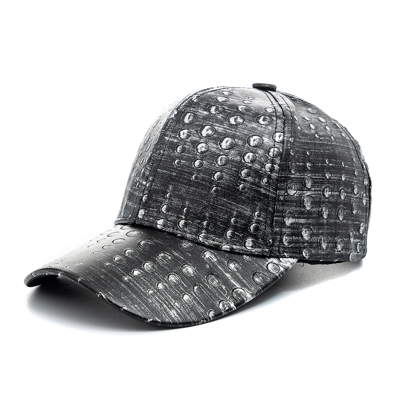 Unisex Pu Leer Dot Baseball Cap Mannen Vrouwen Adjstable Sport Cap Mode Streetwear Hoed: White