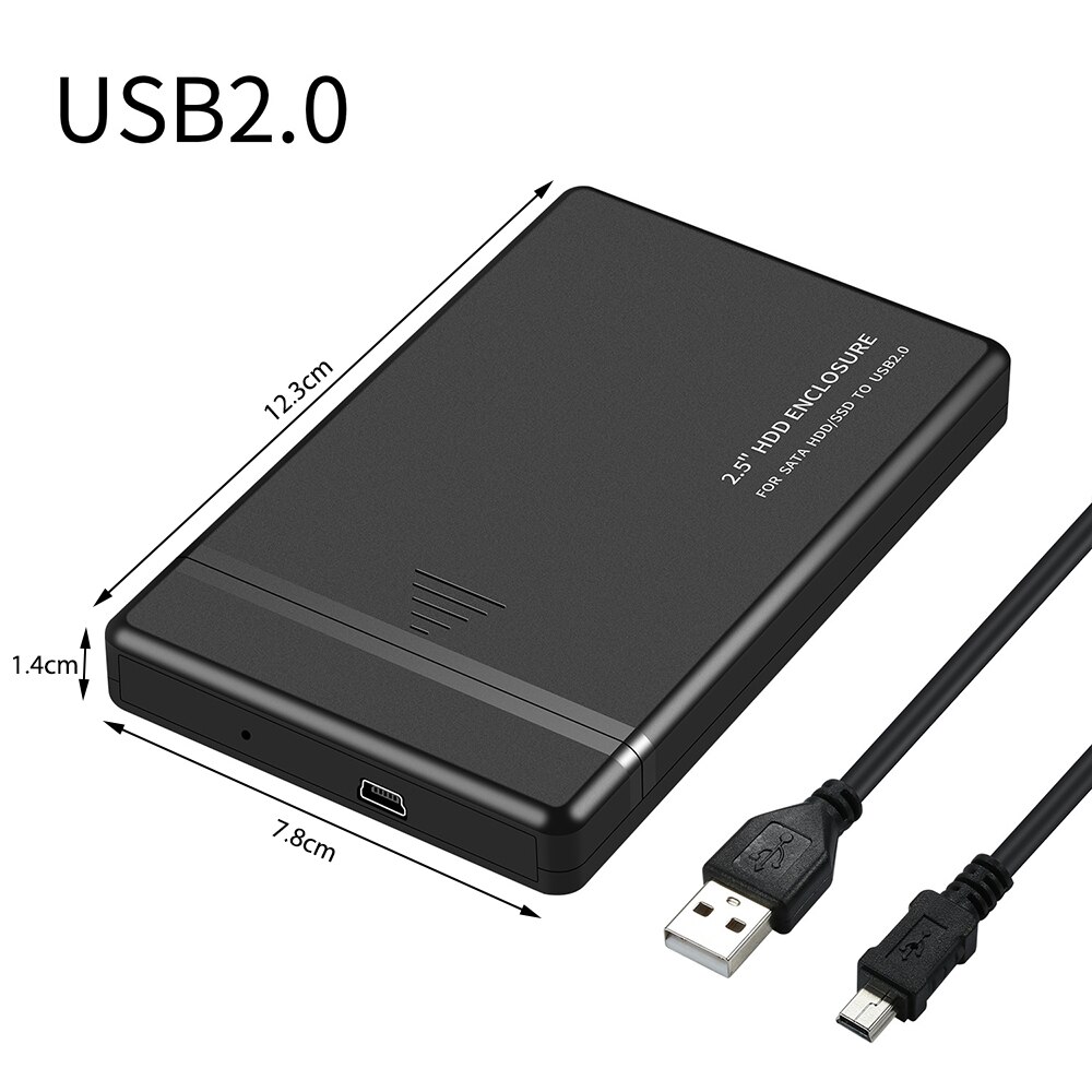 2.5 Inch SATA Hard Drive Enclosure HDD/SDD to USB2.0 3.0 External Hard Drive Disk for Game Console HDTV Computer: USB2.0