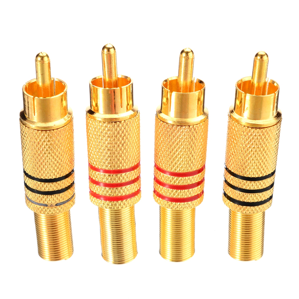 4Pcs Gold Plated RCA Connector RCA Phono Male Plug Solder Audio Video Cable Adapter Connectors for Audio Speaker