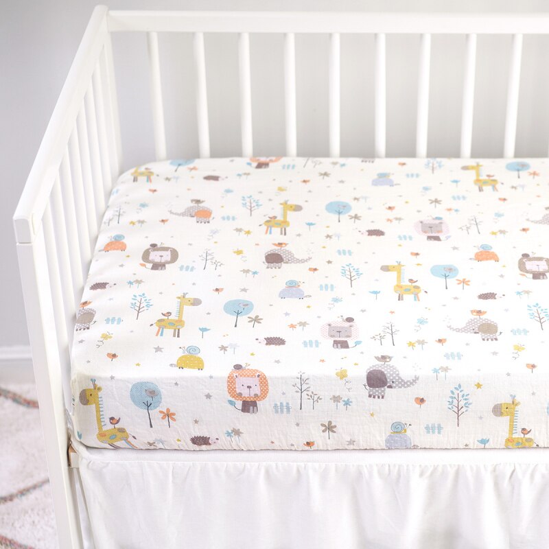 Baby Bed Sheet Pure Cotton Crib Mattress Cover For Kids Cute Cartoon Pattern Baby Fitted Sheets Baby Bedding Photography Props