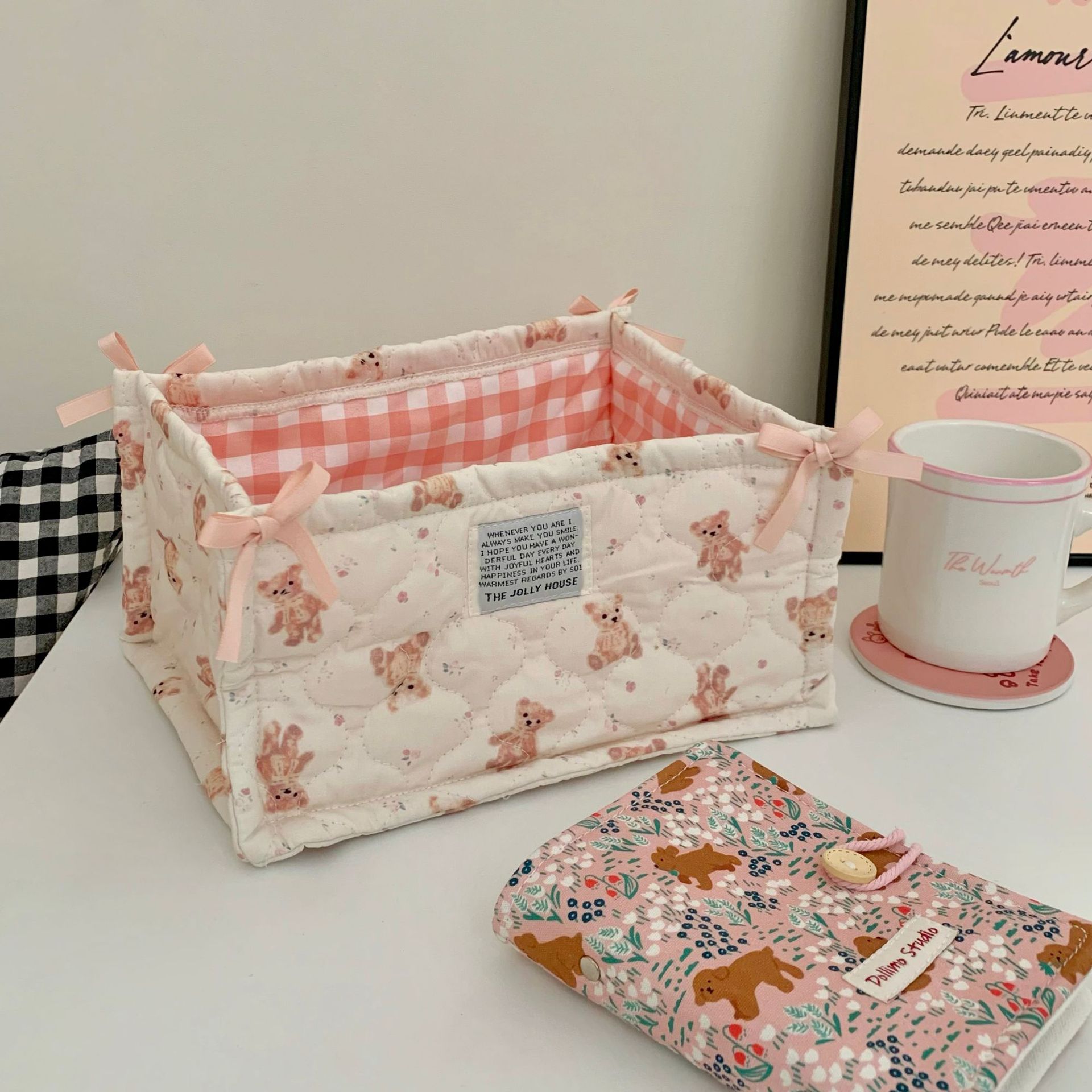 NS Fabric Storage Basket Desktop Snack and Miscellaneous Storage Basket Large Capacity Makeup and Skincare Product Sorting Bag: XXL / Blue