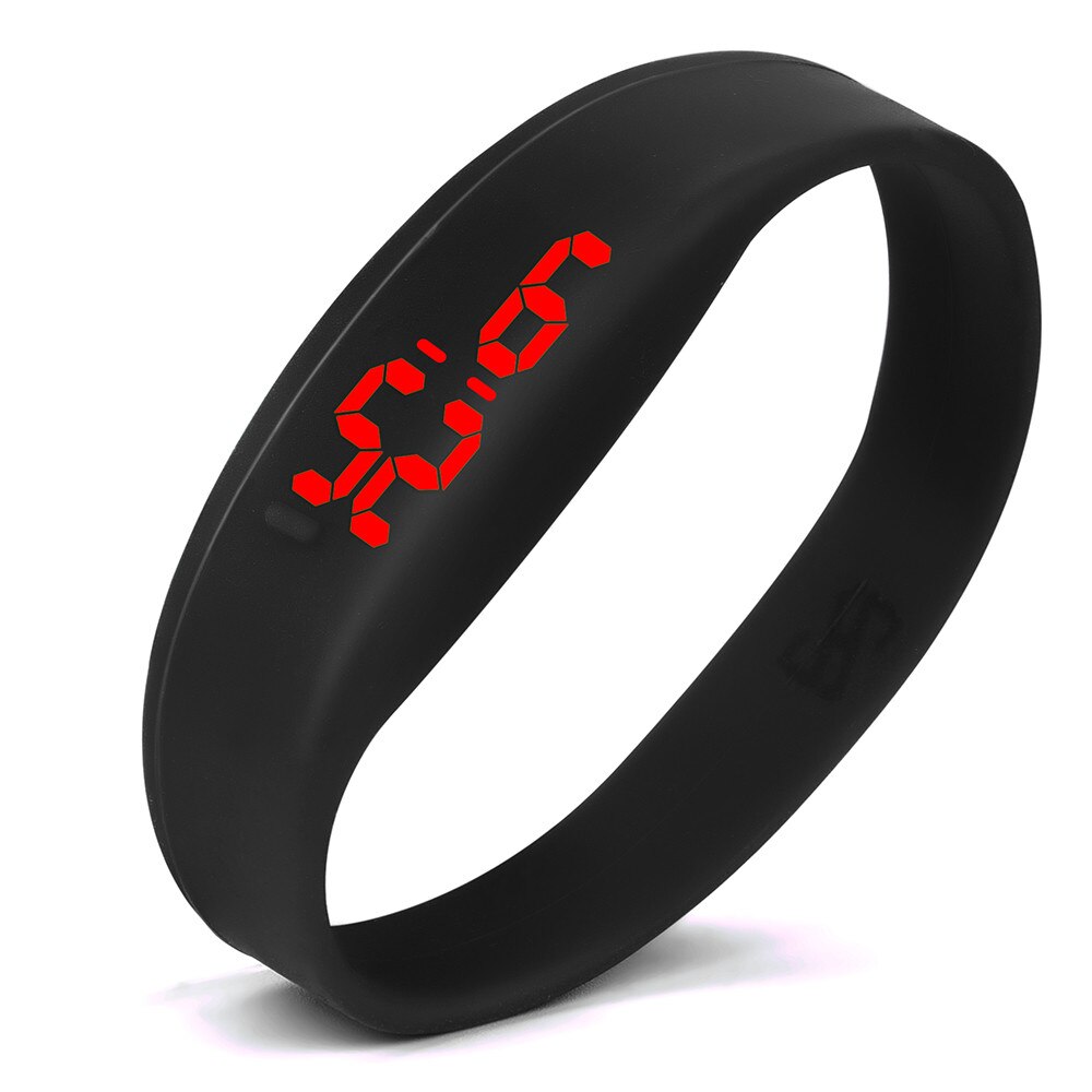 Часы LED Digital Anzeige Mann Armbinde Uhr Silikon Starp Frauen Uhren Elektronische Digitale Uhren Schüler Armbanduhren: A