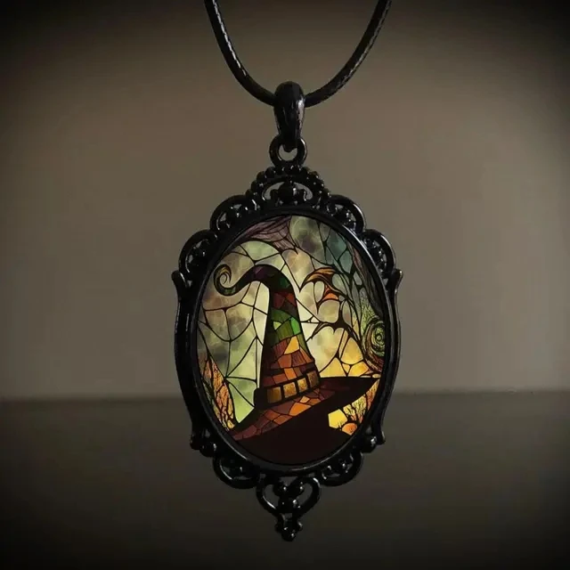 Collar gótico mago murciélago calabaza misterio mago vampiro murciélago collar joyería de Halloween accesorio bruja cuerda cadena gargantilla: Color acero