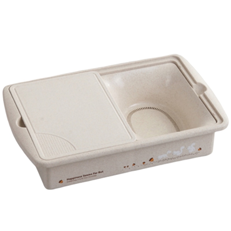 Keuken snijplank met opberglade, kunststof snijplank, snijblokken voor fruit, groente, keukengereedschap, beige-s: Default Title