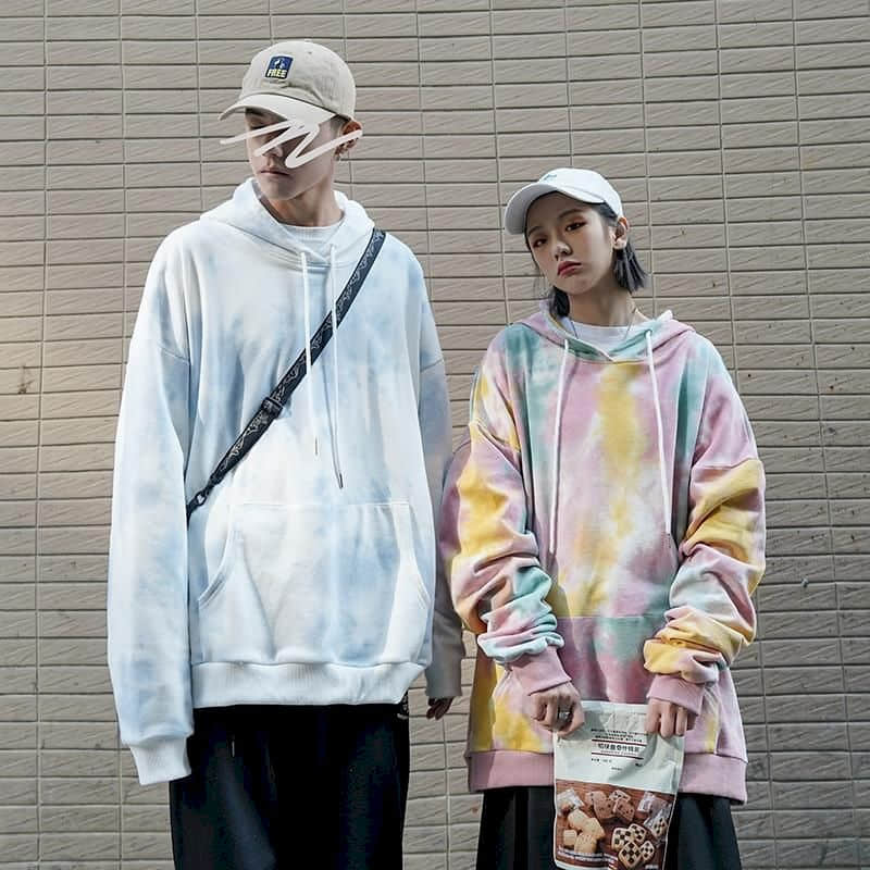 Par bære hættetrøjer niche sense efterår koreansk tie-dye sweatshirt herre trendy ins forår og efterår tynd jakke