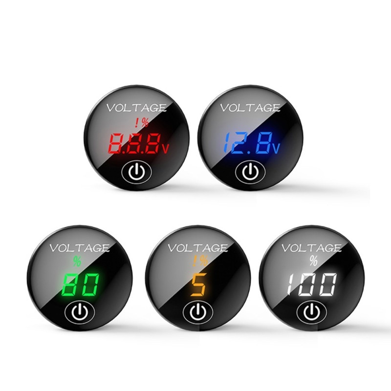 Auto Motorfiets Voltage Meter met Touch Schakelaar Ronde Waterdichte Auto Voltage Meter Boot DC 12-24V LED Panel digitale Voltmeter