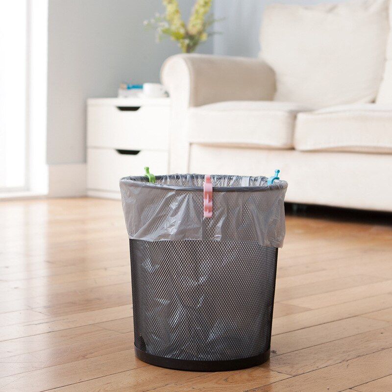 6 stk / parti praktisk hjemmearrangør klip affaldsspandpose skraldespand klemme skraldeposer skridsikker klip
