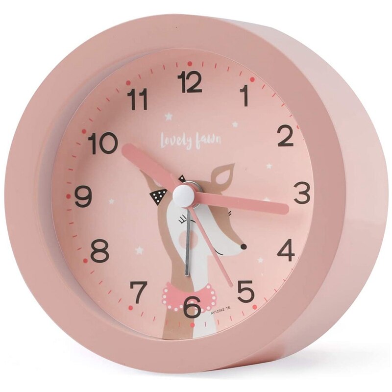 Children's Alarm Clock, No Ticking, Cute Children's Alarm Clock, Night Alarm Clock, Children's Alarm Clock: Pink