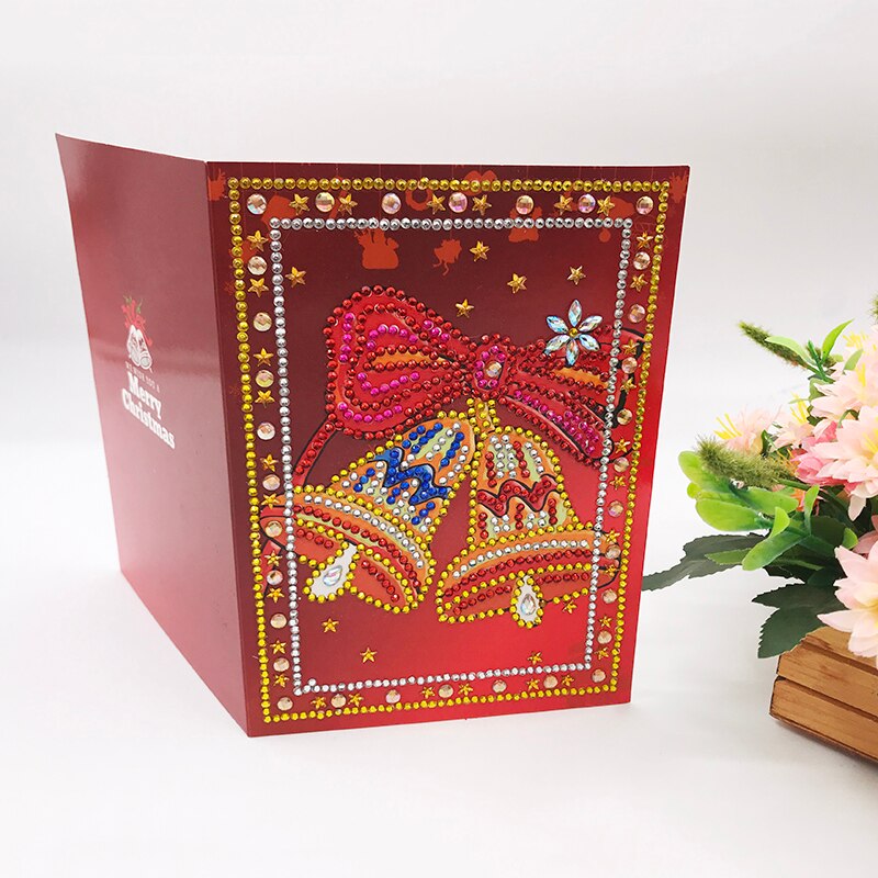 1Pcs Cartoon Paper Greeting Postcards Craft 5D DIY Diamond Painting Kids Festival Greet Cards Mini Santa Claus Merry Christmas