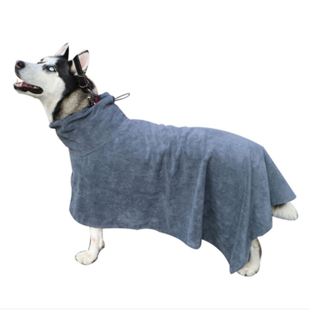 Kjæledyr badekåpe fortykket mikrofiber badehåndkle superabsorberende hund tørkehåndkle med bånd