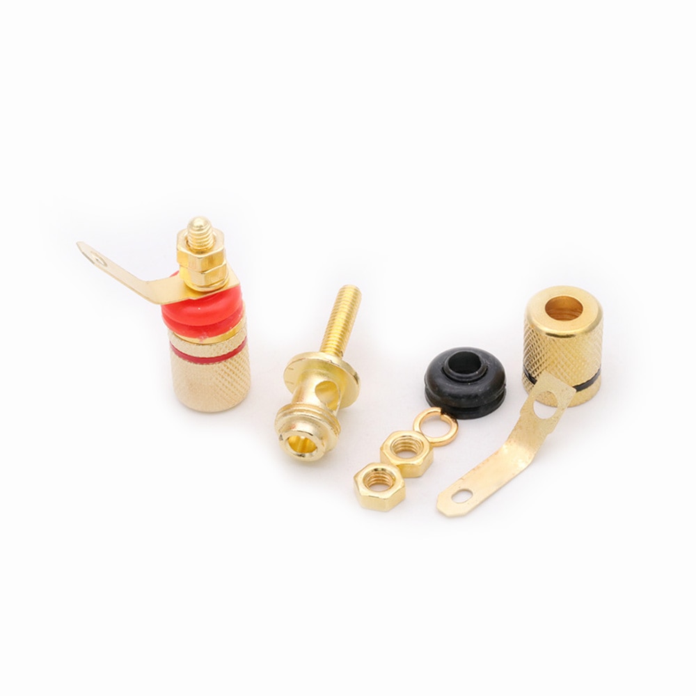 1pair Gold Plated Amplifier Speaker Binding Post HIFI Terminals Banana Sockets Connector Suitable for 4mm banana plugs connector