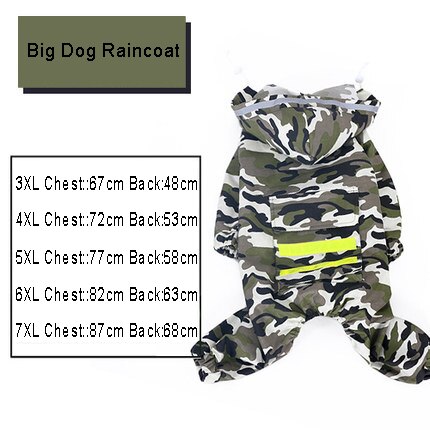 Mono impermeable para perros, abrigo de lluvia para mascotas, chaqueta impermeable para Labrador, Golden Retriever: Camouflage / 4XL