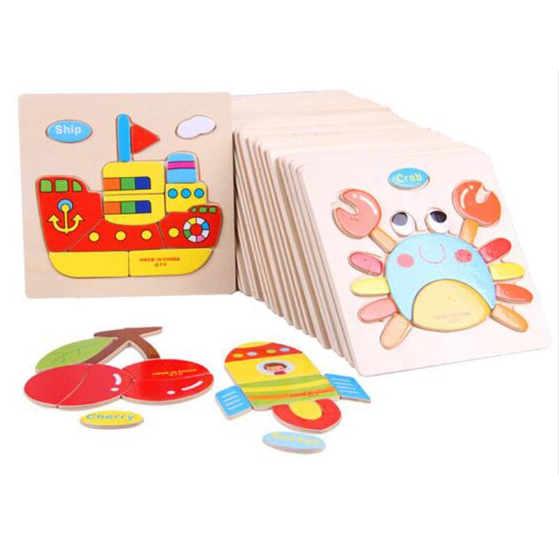 Baby Spielzeug Holz Puzzle Nette Cartoon Tier Intelligenz Kinder Bildungs Gehirn Teaser Kinder Tangram Formen Jigsaw