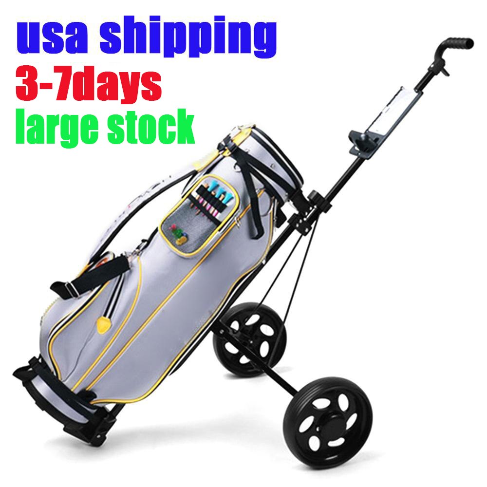 Golf Pull Cart Adjustable Golf Trolley Cart 2 Wheels Push Pull Golf Cart Aluminium Alloy Foldable Trolley With Brake