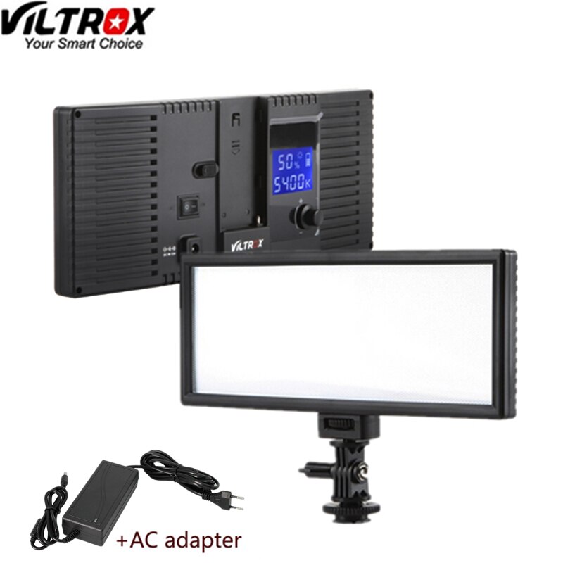 Viltrox  l132b kamera led lys ultra tynd lcd skærm dæmpbar studio led lys lampe panel til dslr kamera dv videokamera: Viltrox  l132b og ac