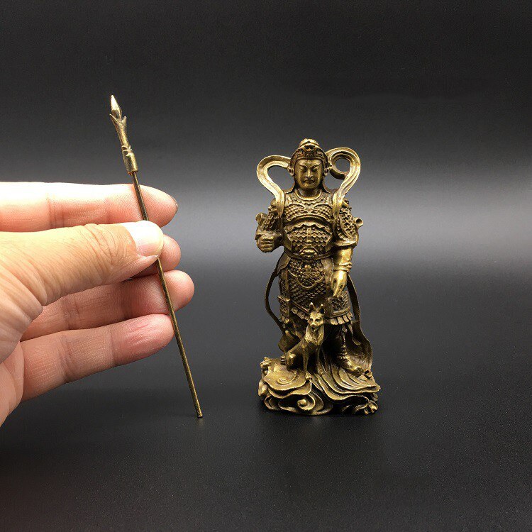 Collection Chinese brass Buddha statue Erlang god Yang Jian decorated statue of Xiaotian Dog