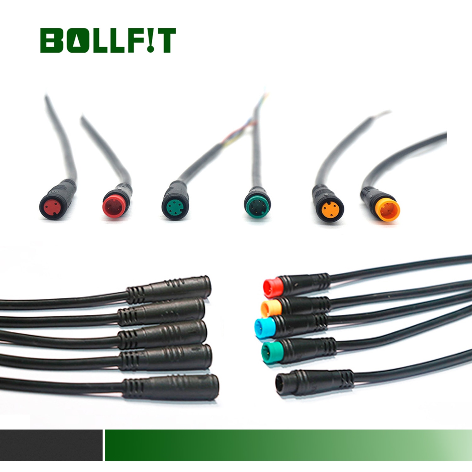 Bollfit julet kabel 2 3 4 5 stift vattentät kontakt elcykel förlängningskabel för ebike light trottle display