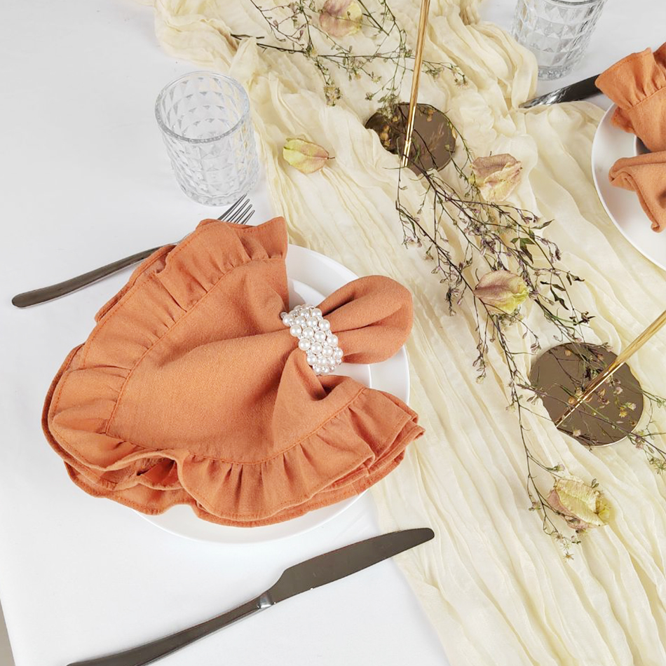 Placemats voor tafel Katoen 100% Ruffle Servetten voor borden Zacht Volants Bruiloft Decoratie Huisverwarming Cadeau Tafeldecoratie Feest