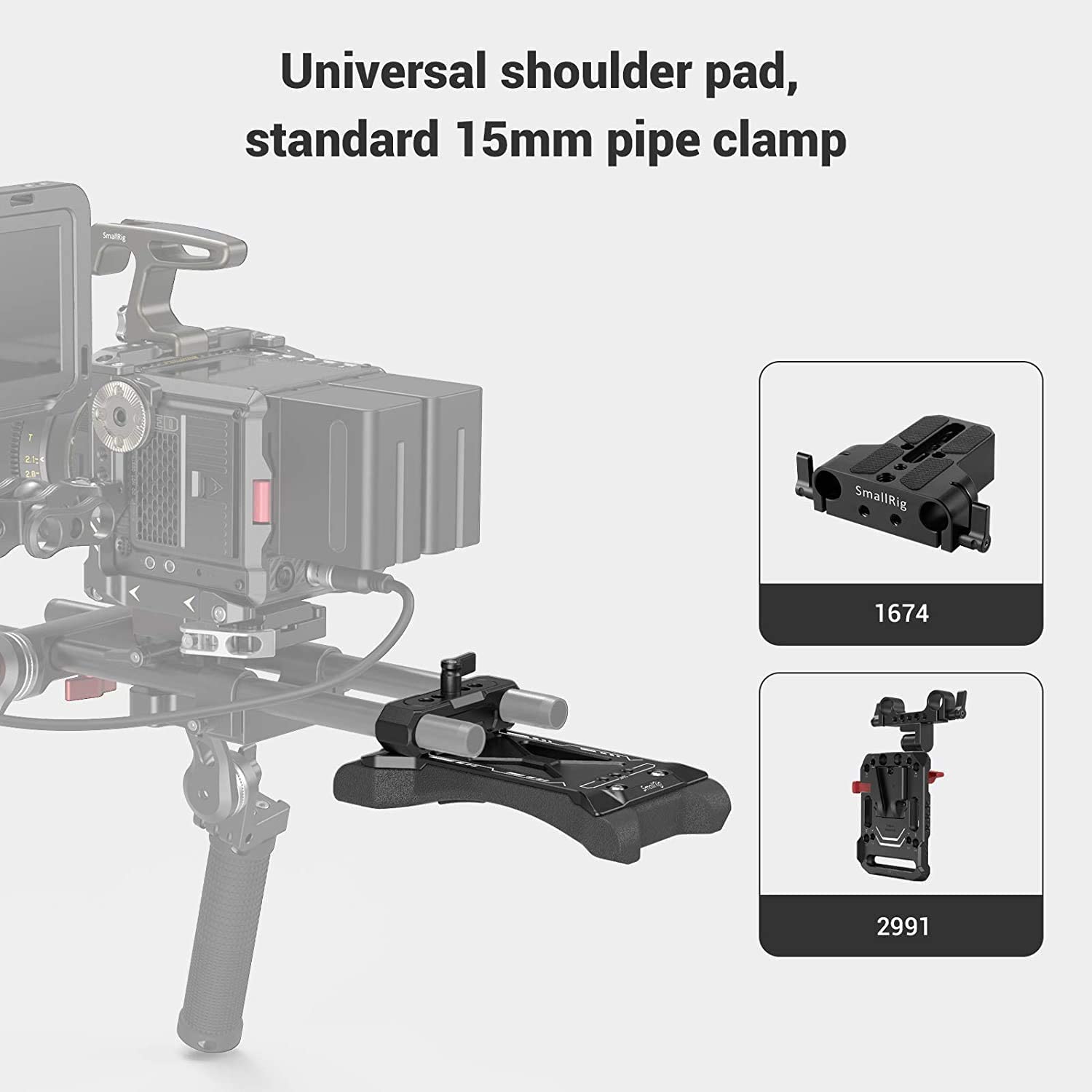 SmallRig Universal Basic Shoulder Pad with standard 15mm Rod Clamp for 15mm LWS system 2894