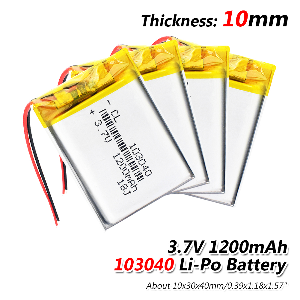 3.7V 1200mAh Lithium polymère LiPo batterie Rechargeable 103040 pour MP3 MP4 GPS PSP mobile jeu vidéo PAD E-book tablette 10*30*40: 4Pcs