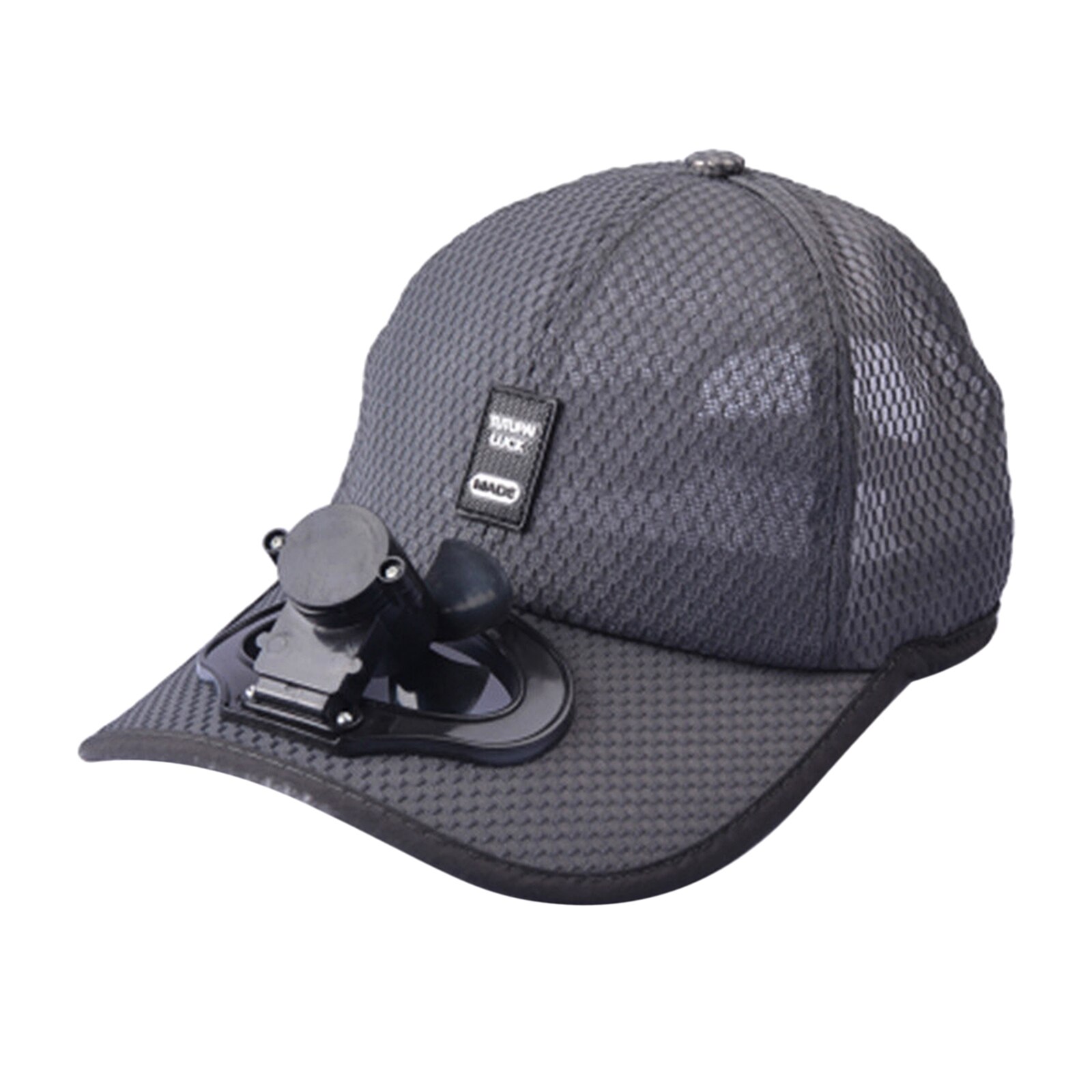 Cooling Fan Baseball Cap Adjustable Sun Visor Hat Outdoor Hiking Peaked Caps: Deep Gray