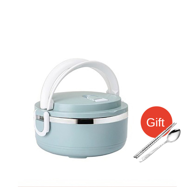 Microwave Stainless Steel Thermal Lunch Box Food Storage Box Travel Picnic Leakproof Lunch Box Students Adult Lunch Box: Blue 1 Layer