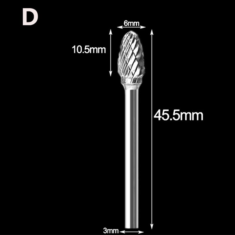 Tungsten Carbide Routing Router Bits Burr Rotary Tools Rotary Carving Carved Knife Cutter Tool Engraving Wood Working for Dremel: 1PCS D
