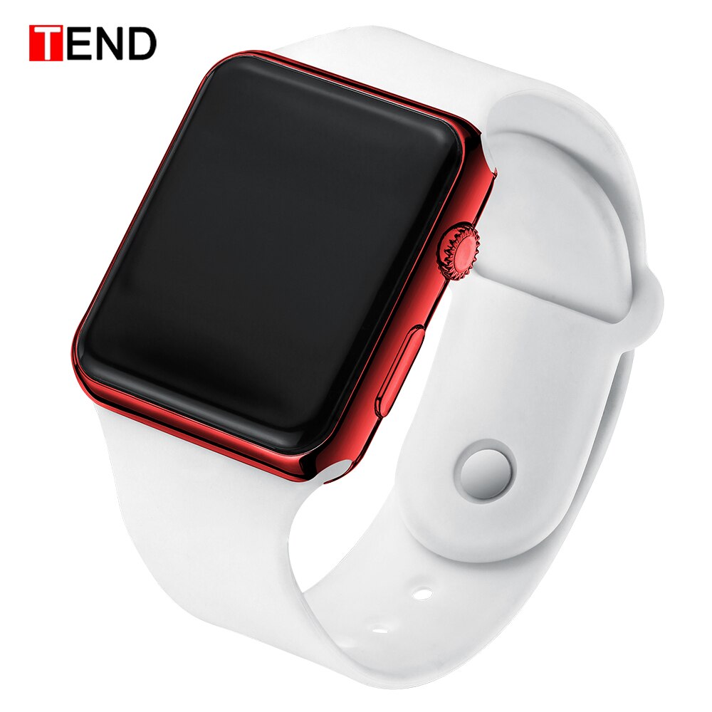 Mode Mannen Sport LED Horloge Digitale Horloge Mannen Horloge Siliconen Elektronische hodinky Saat elektronische digitale klok: White Red
