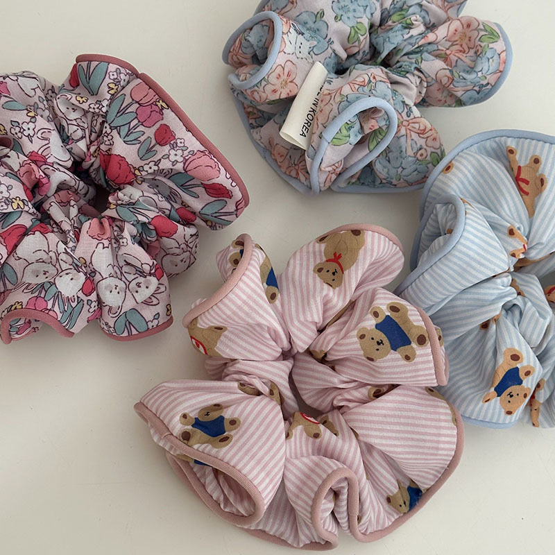 Ins Floral Dieren Patroon Elastisch Haar Scrunchies Stof Headrope Haaraccessoires