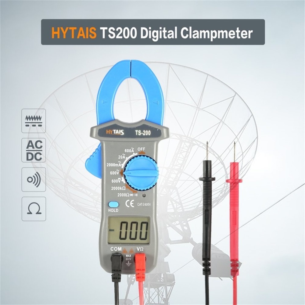TS200 Digital Clamp Meter Multimeter AC/DC Tester Voltage Current Resistance Test Clampmeter 600A 600V Voltmeter Multimetro