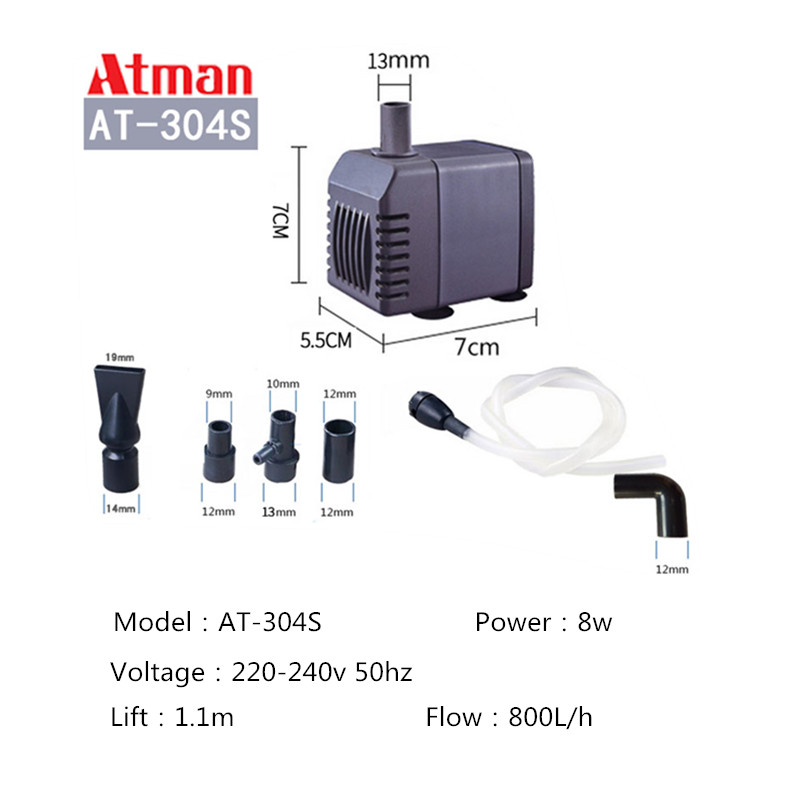 ATman 2.5W 5W 6W 8W 13 27W fishtank waterpump Submersible Water Fountain Pump Filter Fish Pond Aquarium Water Pump Tank Fountain: Red
