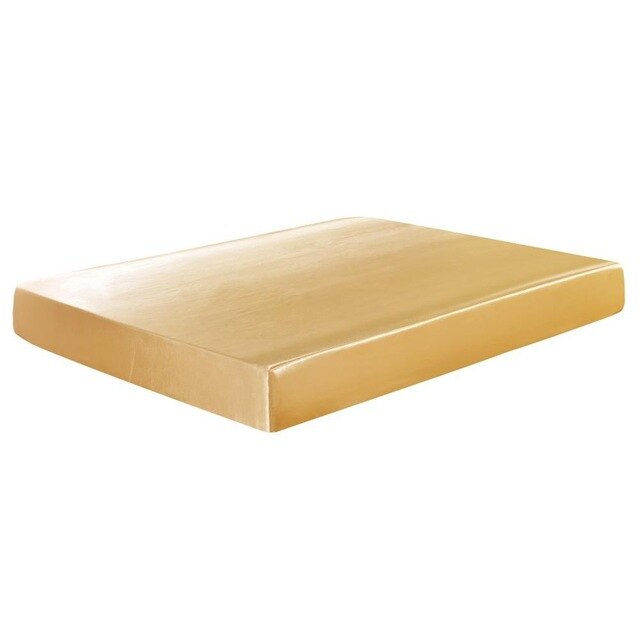 Satin faux silke lakan enfärgad madrass täcker elastiska band lakan us uk enkel tvilling dubbel full queen king size: Kamel