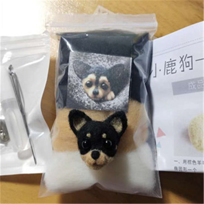 Diy Dieren Broche Vos Hond Kat Wol Naaldvilten Materiaal Pakket Wolvilt Craft Poke Set Handwerk