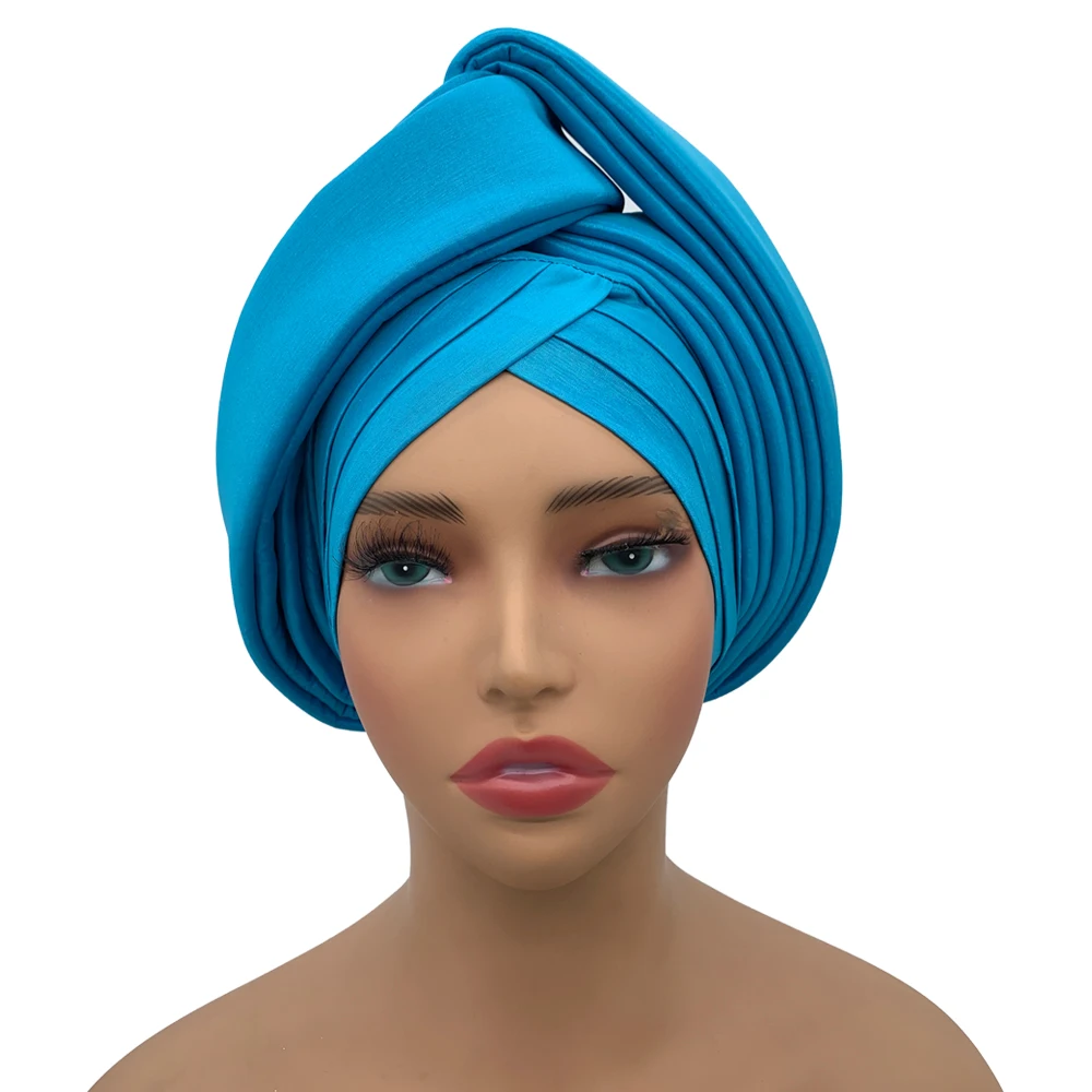 Nigeria Rohseide Autogele Headtie Hochzeit Party Kopfbedeckung Turbante Afrikanische Dame Kopfwickel Geknotete Turban Kappe für Frauen: Rost verrotten